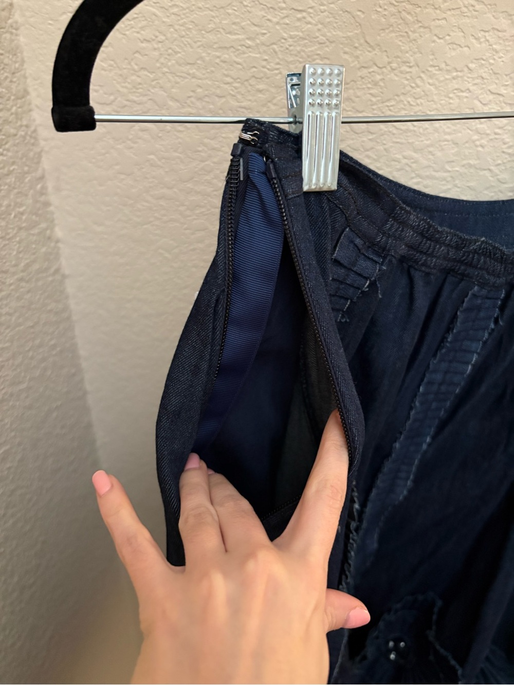 Anthropologie Pilcro Pleated Appliqué Denim Midi Skirt - Picture 8 of 8